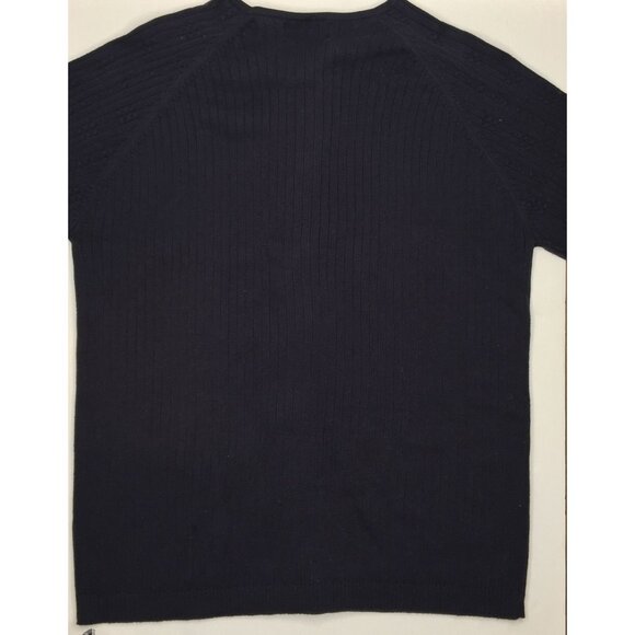 Style & Co Womens Navy Blue Cardigan Sweater Zipper Zip Small Cable Knit Size M - Picture 5 of 9